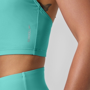 Women's Solid Racerback Bikini Crop Top Teal