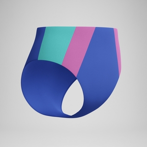 Bikinihose in Colourblock-Optik mit hohem Bund Blau für Damen