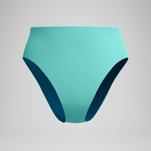 Women's Solid Hi Waist Bikini Bottom Turquoise