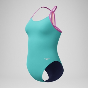 Maillot de bain Fille Club Training Solid Lane Line Back turquoise/rose