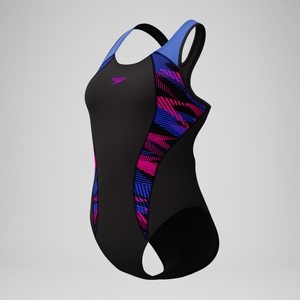 Placement Laneback-Badeanzug Schwarz/Blau für Damen