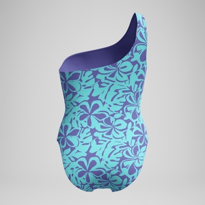 Maillot de bain Femme Asymmetric imprimé bleu/vert