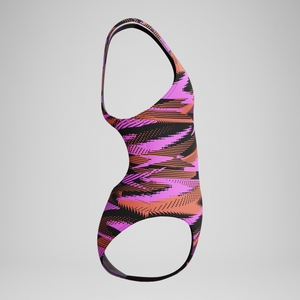 Girls' HyberBoom Printed Medalist Swimsuit Black/Pink