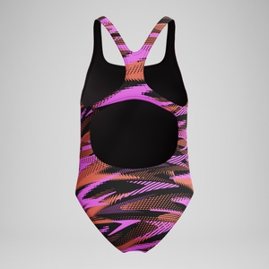 Girls' HyberBoom Printed Medalist Swimsuit Black/Pink