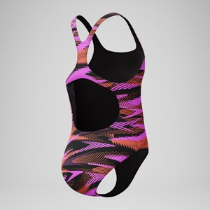 Girls' HyberBoom Printed Medalist Swimsuit Black/Pink