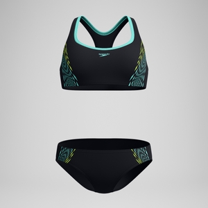 Placement-Bikini Schwarz/Gelb für Damen