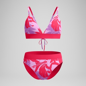 Bedruckter gebundener Triangel-Bikini Rot für Damen