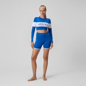 Women's Jetstream Colourblock Long Sleeve Crop Rash Top Blue/White