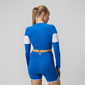 Women's Jetstream Colourblock Long Sleeve Crop Rash Top Blue/White