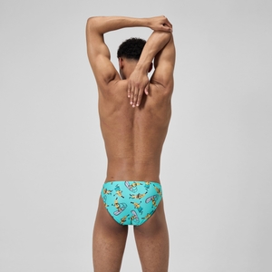 Slip de bain Homme Club Training imprimé 5 cm turquoise