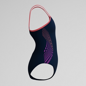 Maillot de bain Fille Plastisol Placement Muscleback à fines bretelles noir/rose