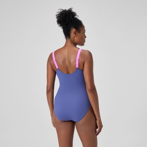 Women's Shaping Solid Splice Swimsuit Purple/Pink