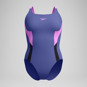Women's Shaping Solid Splice Swimsuit Purple/Pink