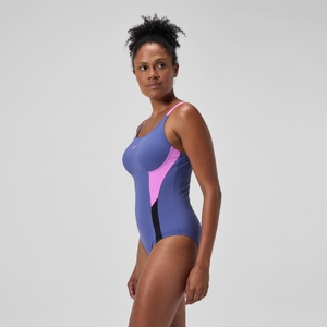 Women's Shaping Solid Splice Swimsuit Purple/Pink