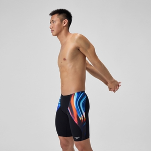 Club Training Bedruckte Schwimmhose mit V-Cut Marineblau/Rot für Herren