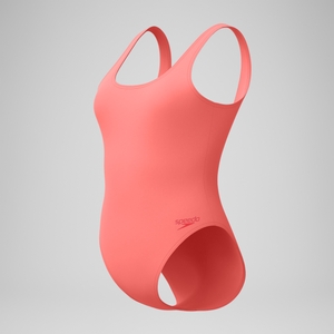 Women's Textured Deep U-Back Swimsuit Coral