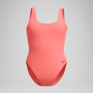 Women's Textured Deep U-Back Swimsuit Coral