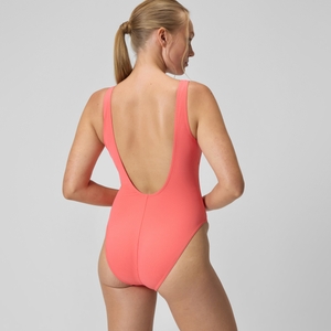 Women's Textured Deep U-Back Swimsuit Coral