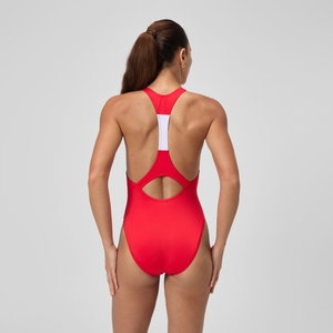 Women's Jetstream Colourblock Logo Racerback Swimsuit Red/White