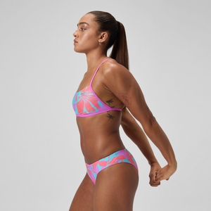 Club Training Bedrucktes Crossback-Bikinioberteil Pink/Grün für Damen
