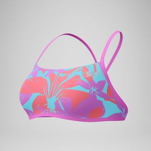 Club Training Bedrucktes Crossback-Bikinioberteil Pink/Grün für Damen