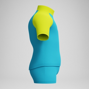 Kurzärmliges Schwimmlern-Rash-Top-Set mit Digitaldruck Blau/Gelb für Jungen