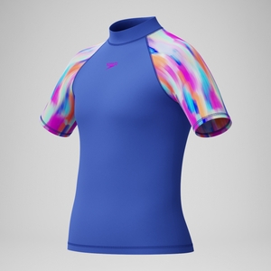 Bedrucktes kurzärmliges Sonnentop Blau/Pink für Mädchen