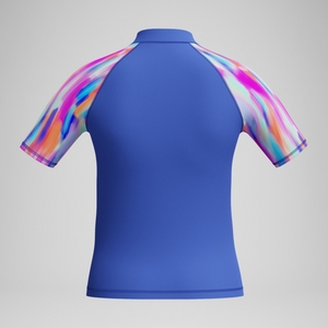 Bedrucktes kurzärmliges Sonnentop Blau/Pink für Mädchen