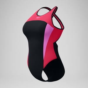 Maillot de bain Femme à col haut Splice Crossback noir/rouge