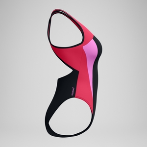 Maillot de bain Femme à col haut Splice Crossback noir/rouge