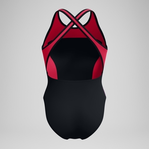 Maillot de bain Femme à col haut Splice Crossback noir/rouge