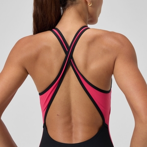 Maillot de bain Femme à col haut Splice Crossback noir/rouge