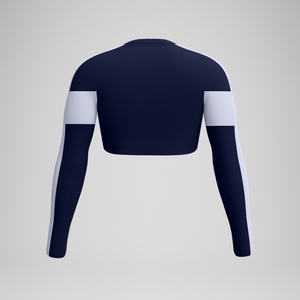 Women's Jetstream Long Sleeeve Colorblock Crop Rashguard Top Navy/White