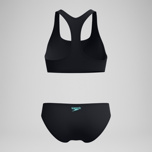 Placement-Bikini Schwarz/Türkis für Damen