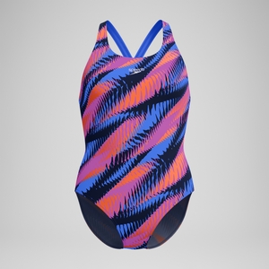 Maillot de bain Femme Club Training Powerback imprimé bleu/rose