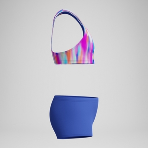 Bedruckter Boyleg-Bikini Blau/Pink für Mädchen