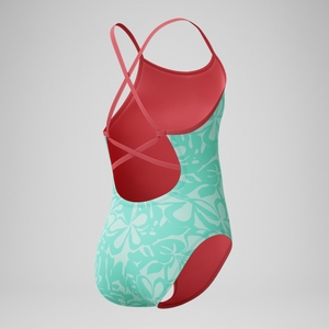 Girl's Printed Double X Back One Piece Green