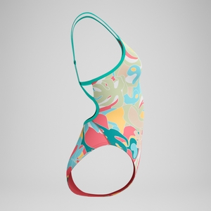 Women's Printed Tri Back One Piece Pink/Red