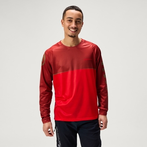 Men's SingleTrack Core Print L/S Tee - Flame Red - L