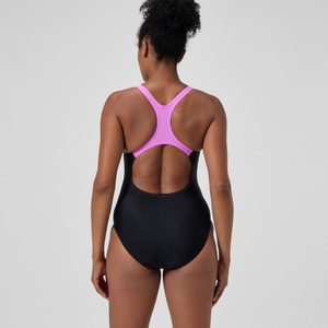 Medley Logo Badeanzug Schwarz/Pink für Damen