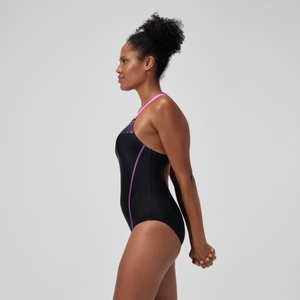 Medley Logo Badeanzug Schwarz/Pink für Damen