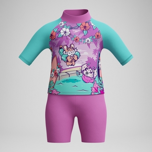 Haut et short de protection solaire Bébé Learn to Swim rose - 6YRS