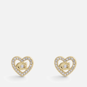 Coach Pavé Heart Gold-Toned Stud Earrings