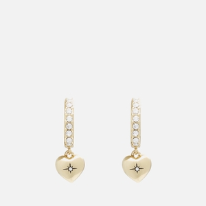 Coach Heart Pavé Gold-Tone Huggie Earrings