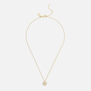 Coach Signature C Pavé Gold-Toned Heart Pendant Necklace