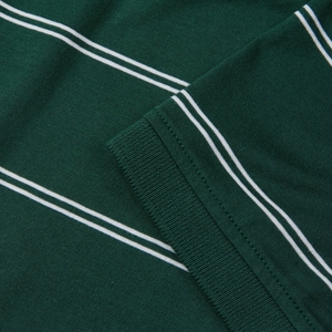 MENS YARN DYE STRIPE POLO GREEN