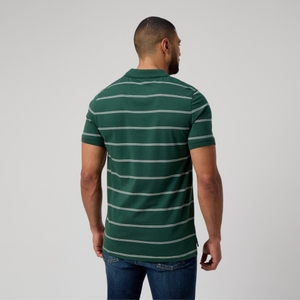 MENS YARN DYE STRIPE POLO GREEN