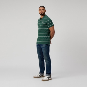 MENS YARN DYE STRIPE POLO GREEN