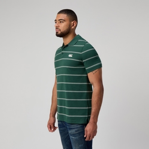 MENS YARN DYE STRIPE POLO GREEN