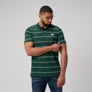 MENS YARN DYE STRIPE POLO GREEN - XS